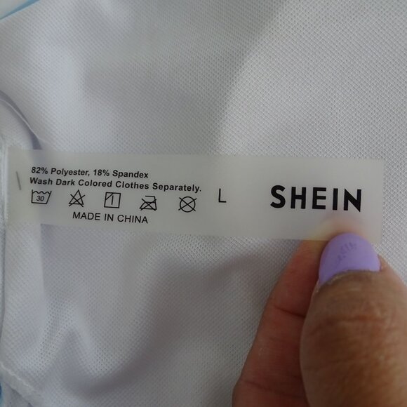 Shein Strapless Blue White Striped One Piece Swimsuit Women Size L Open Tie Back - Picture 5 of 9